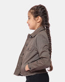 Khaki Kid's Cropped Denim Jacket