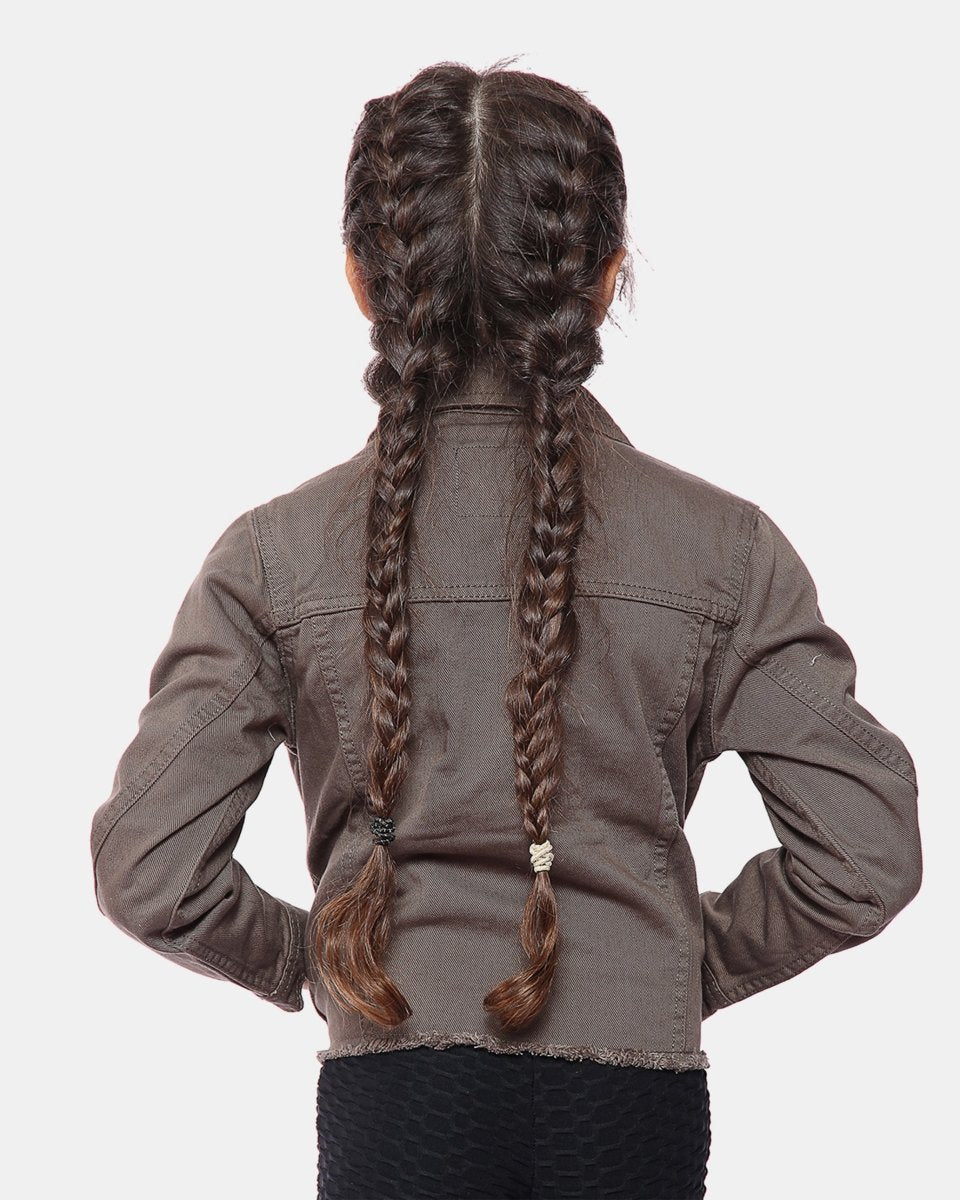 Khaki Kid's Cropped Denim Jacket