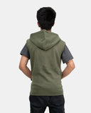 Khaki Kid's Sleeveless Casual Hoodie