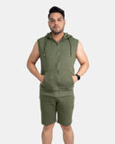 Khaki Mens S - Less Short Tracksuit Set