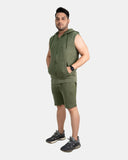 Khaki Mens S - Less Short Tracksuit Set