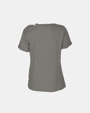 Khaki Ripped Holes Rounded Neck T-Shirt