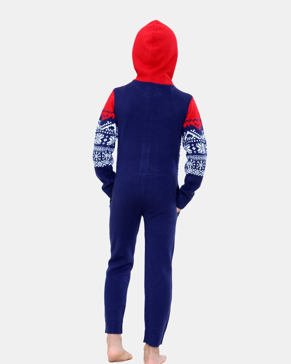 Kids Aztec Red/Navy Knitted Onesie