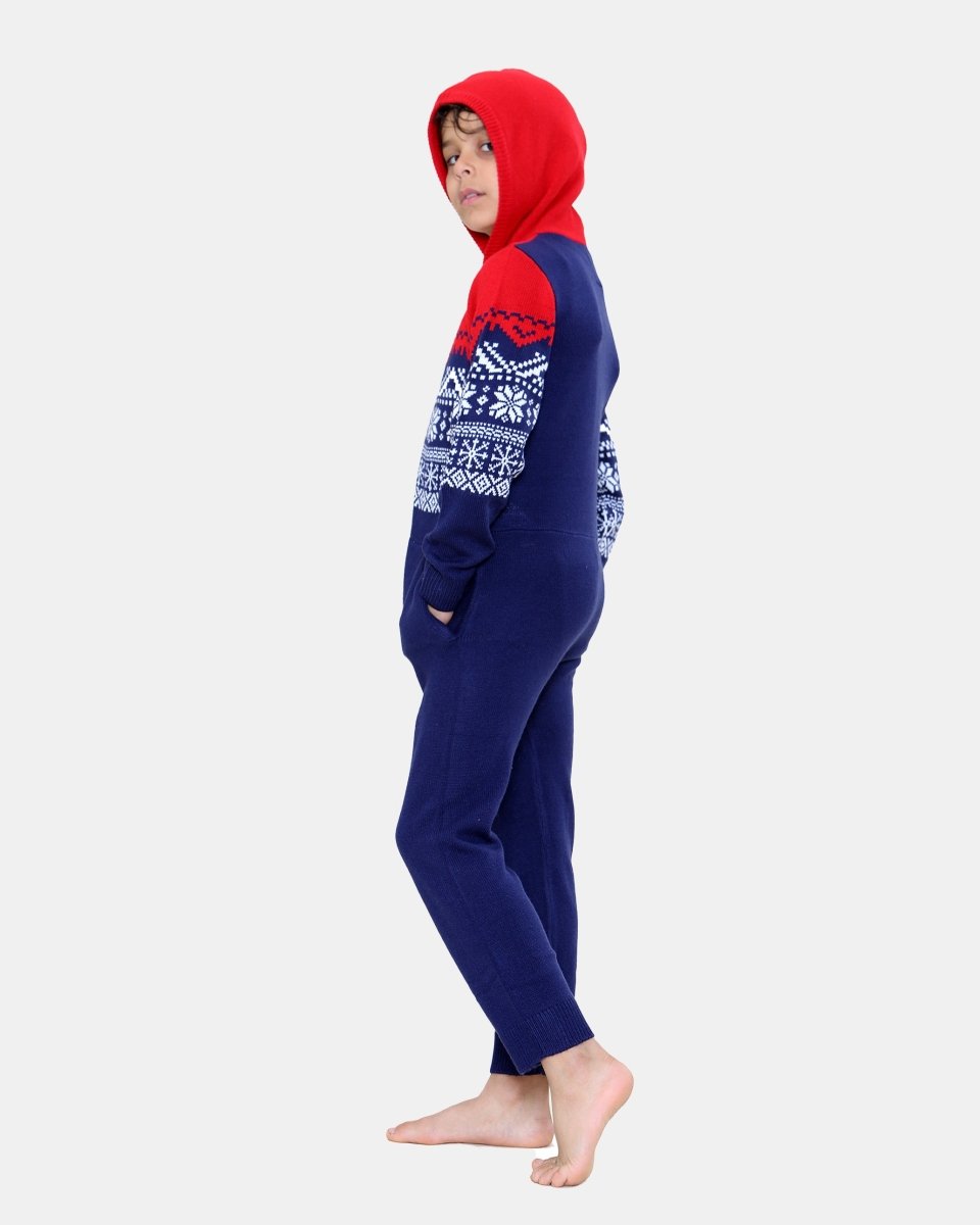Kids Aztec Red/Navy Knitted Onesie