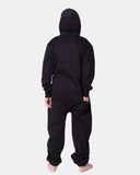 Kids Black Cozy Fleece Hooded Onesie – Unisex