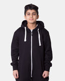 Kids Black Cozy Fleece Hooded Onesie – Unisex