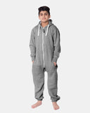 Kids Charcoal Cozy Fleece Hooded Onesie – Unisex