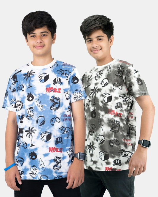 Kids Gaming Tie Dye T Shirts (Pack of 2)