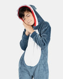 Kids Grey Shark Fleece Onesie