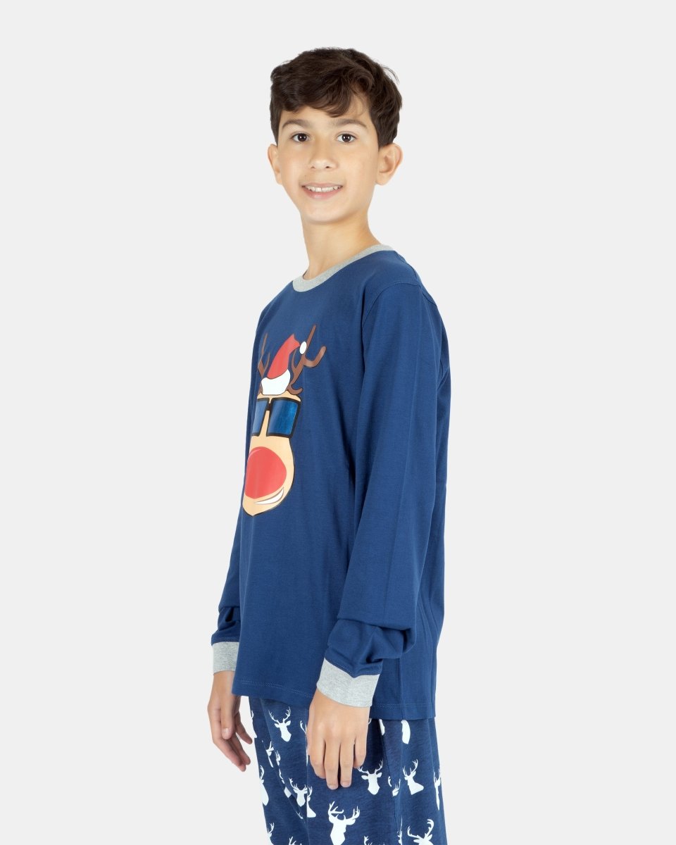 Kids Navy Rudolph Nightwear Set