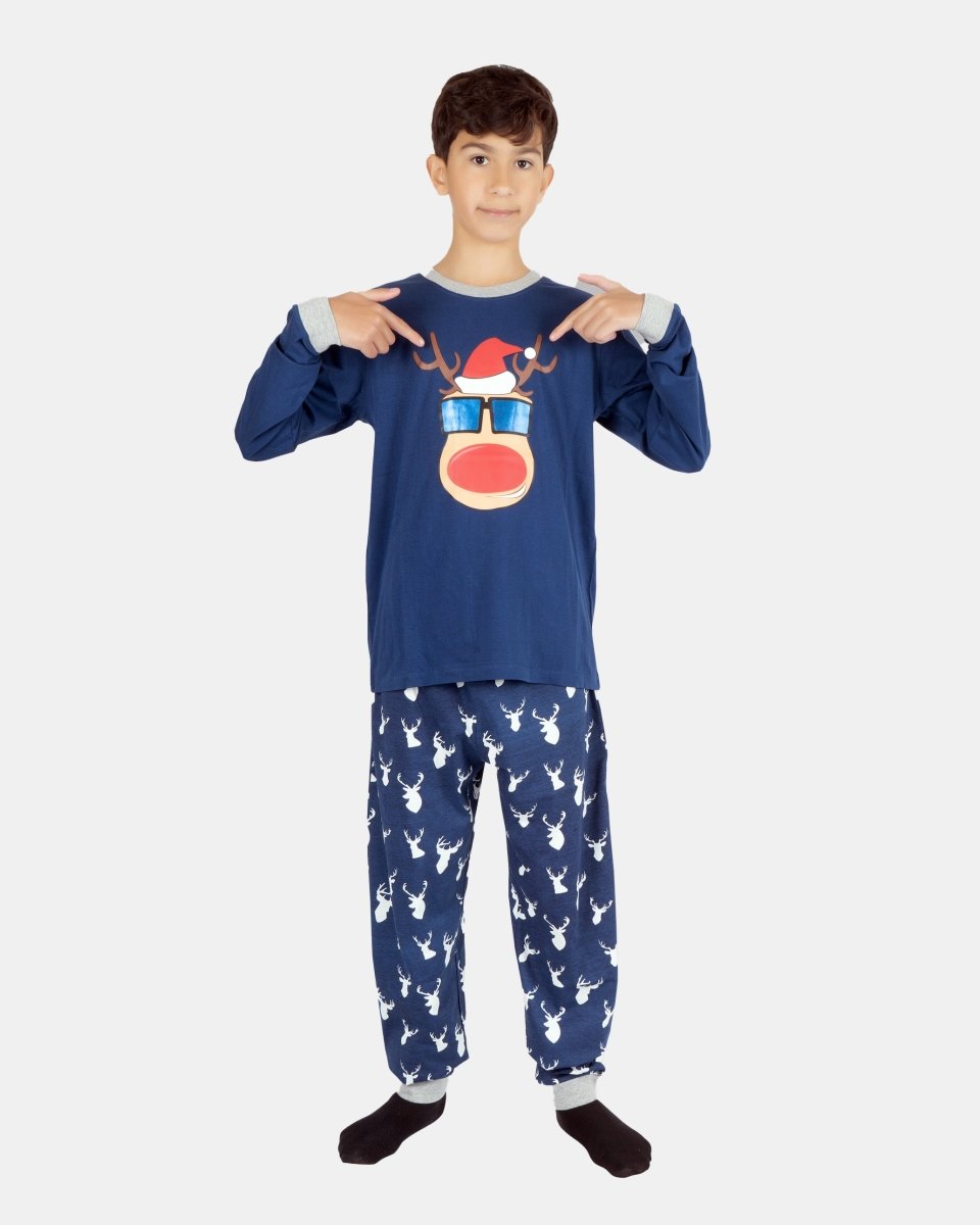 Kids Navy Rudolph Nightwear Set