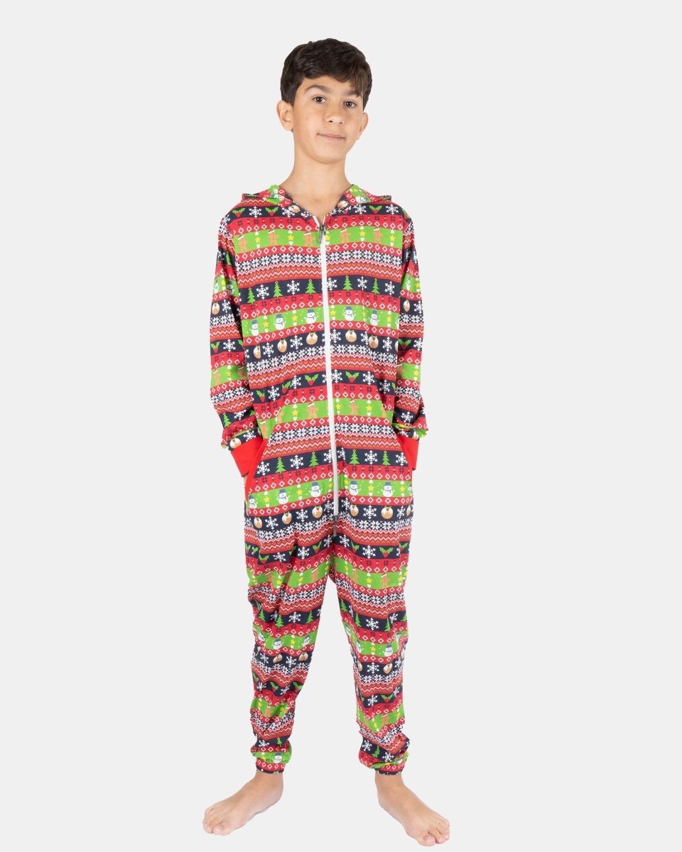 Kids Red Loungewear Christmas Onesie