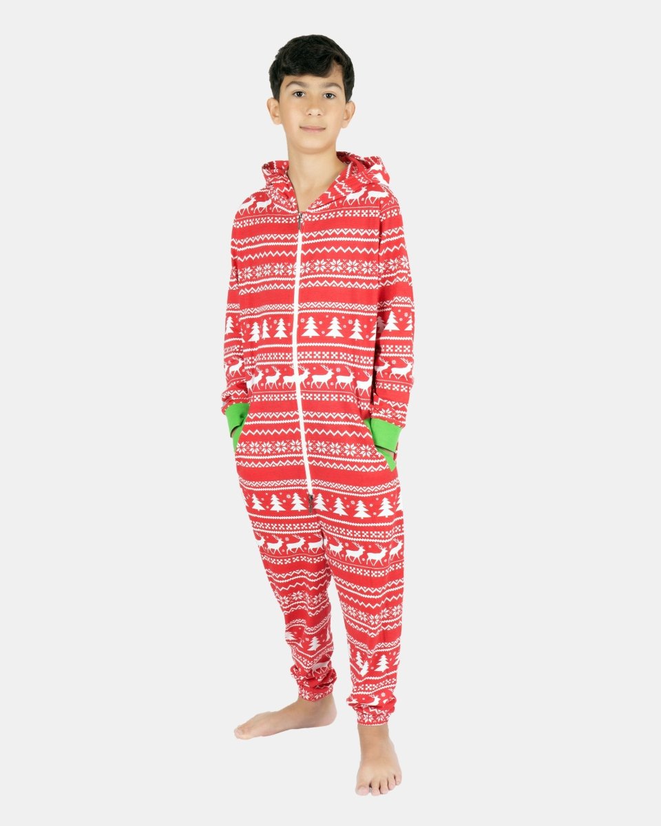 Kids Reindeer Red Christmas Onesie