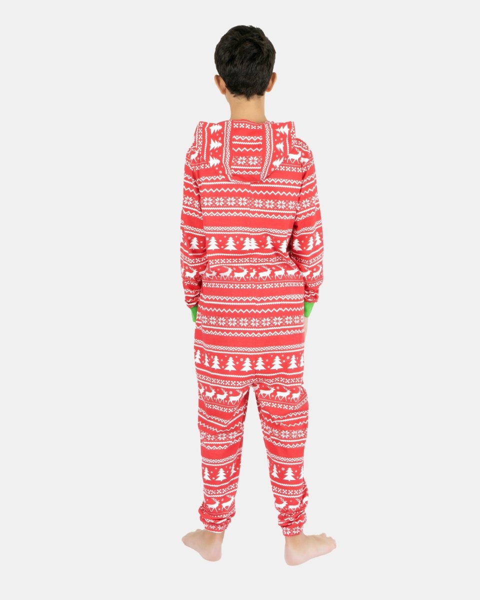 Kids Reindeer Red Christmas Onesie