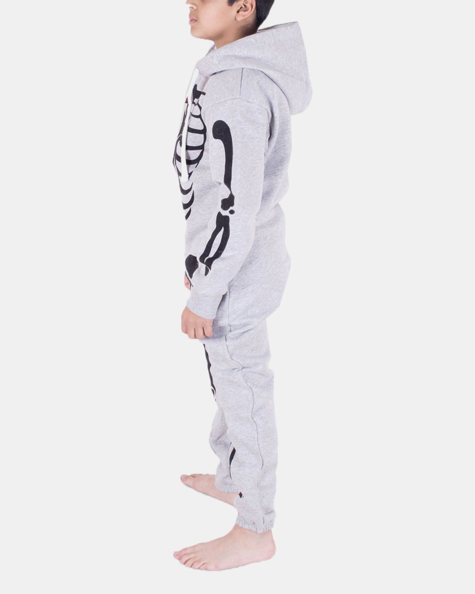 Kids Silver Grey Skeleton Fleece Onesies