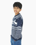 Kids Xmas Reindeer navy Jumper