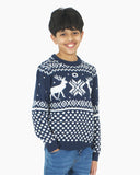 Kids Xmas Reindeer navy Jumper
