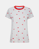 Kiss Lips Stripe Grey Womens T-Shirt