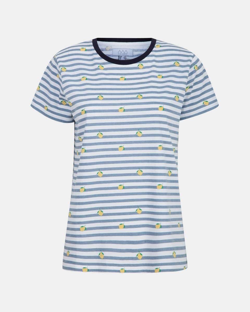 Lemon Stripe Navy Womens T-Shirt