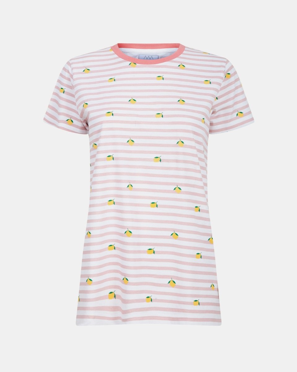 Lemon Stripe Pink Womens T-Shirt