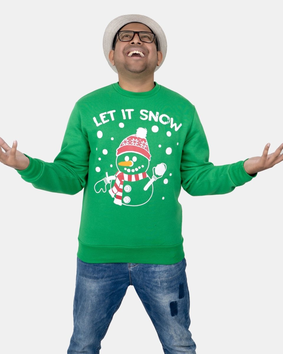 Let It Snow Green Men’s Christmas Jumper