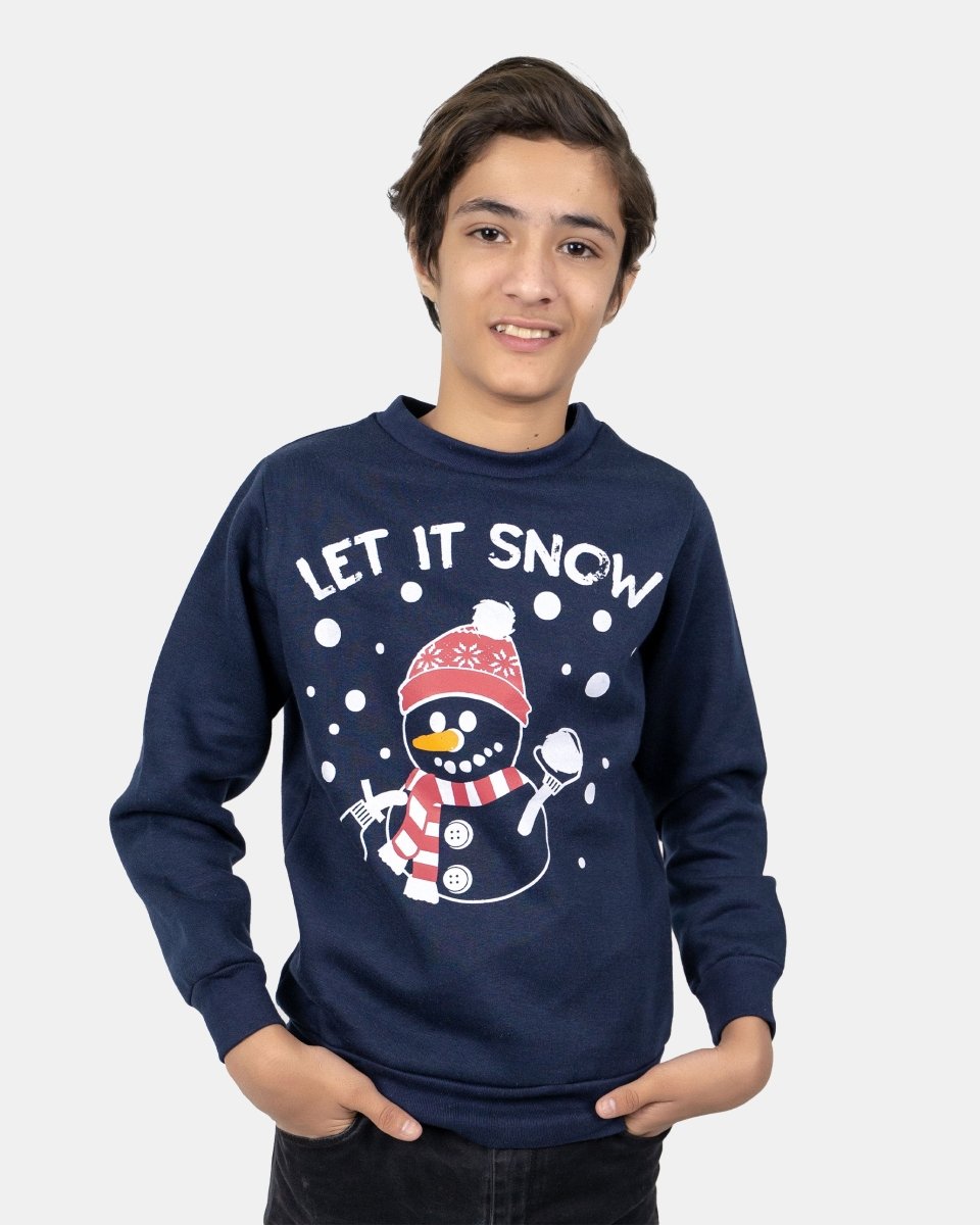 Let It Snow Navy Kids Christmas Jumper