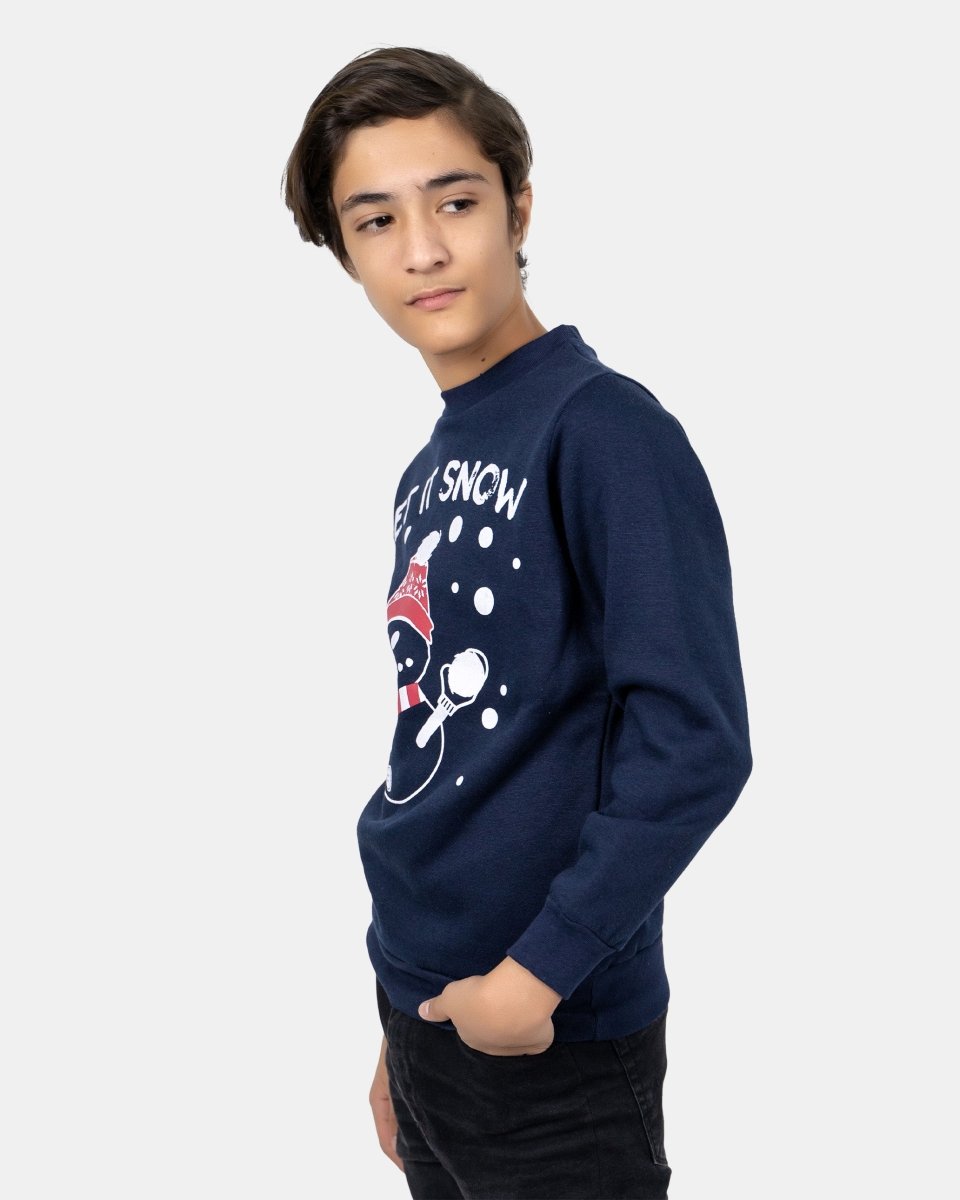 Let It Snow Navy Kids Christmas Jumper
