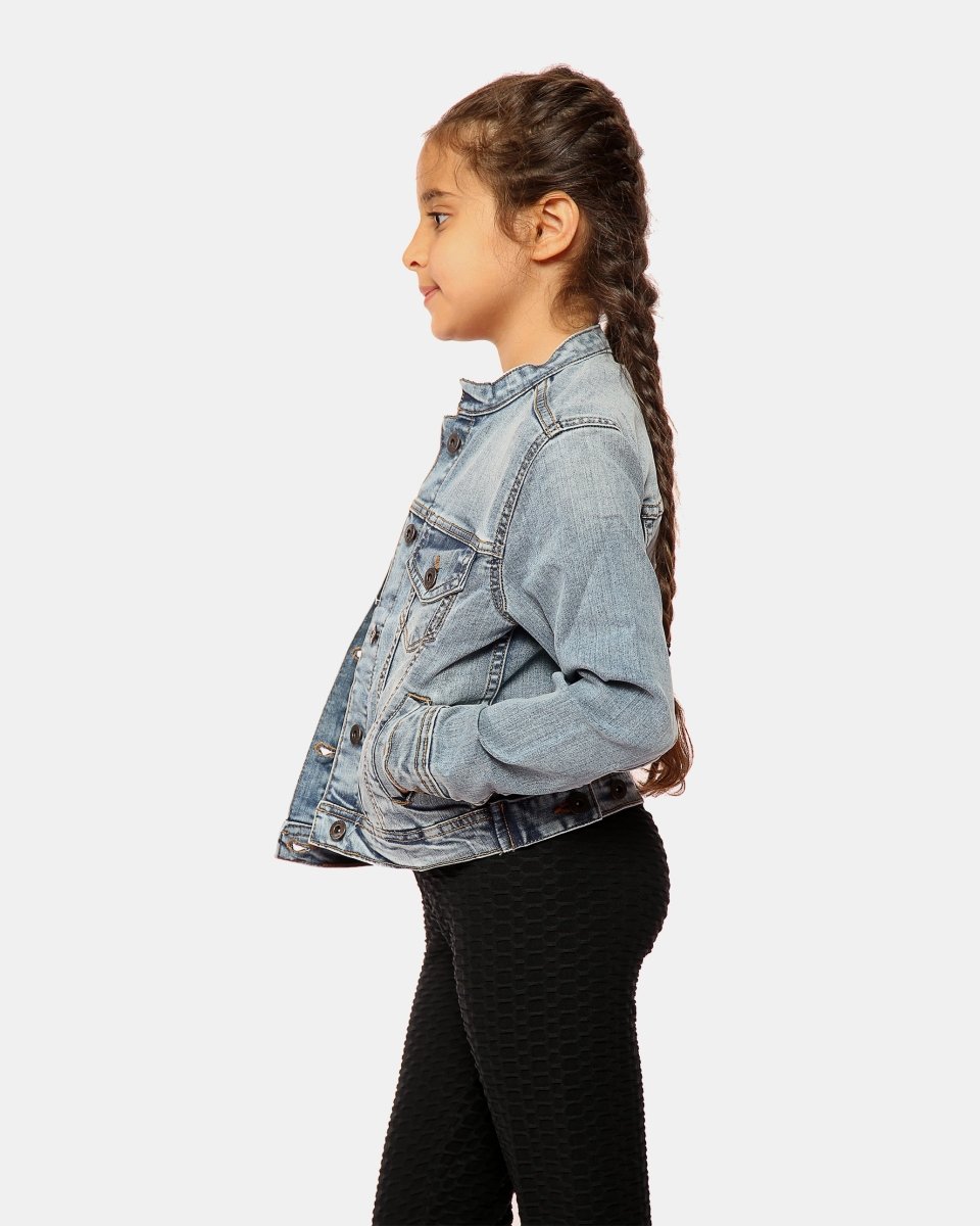 Light Blue Collarless Kids Jacket