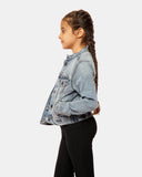 Light Blue Collarless Kids Jacket