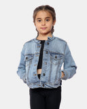 Light Blue Collarless Kids Jacket