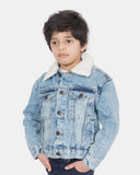 Light Blue Detachable Sherpa Collar Kids Jacket