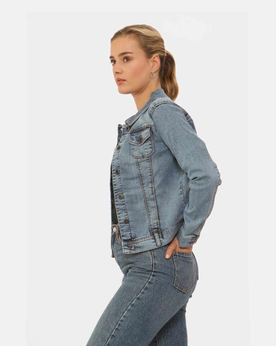 Light Blue Ladies Trucker Denim Jacket