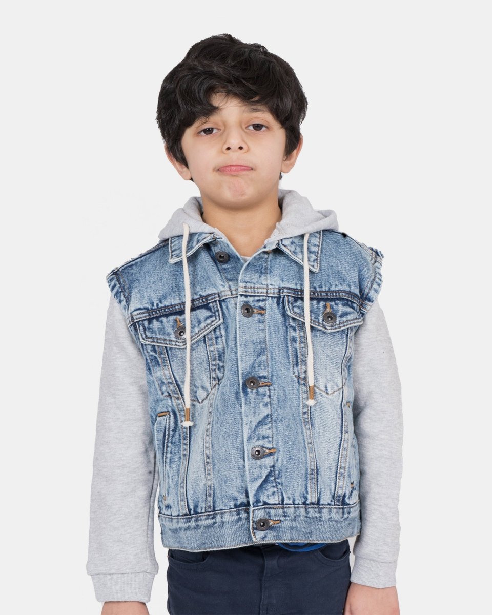 Light Blue Long Fleece Sleeves Jacket