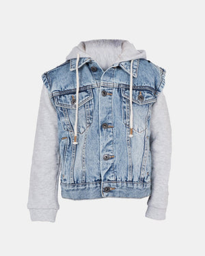 Light Blue Long Fleece Sleeves Jacket