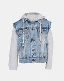 Light Blue Long Fleece Sleeves Jacket