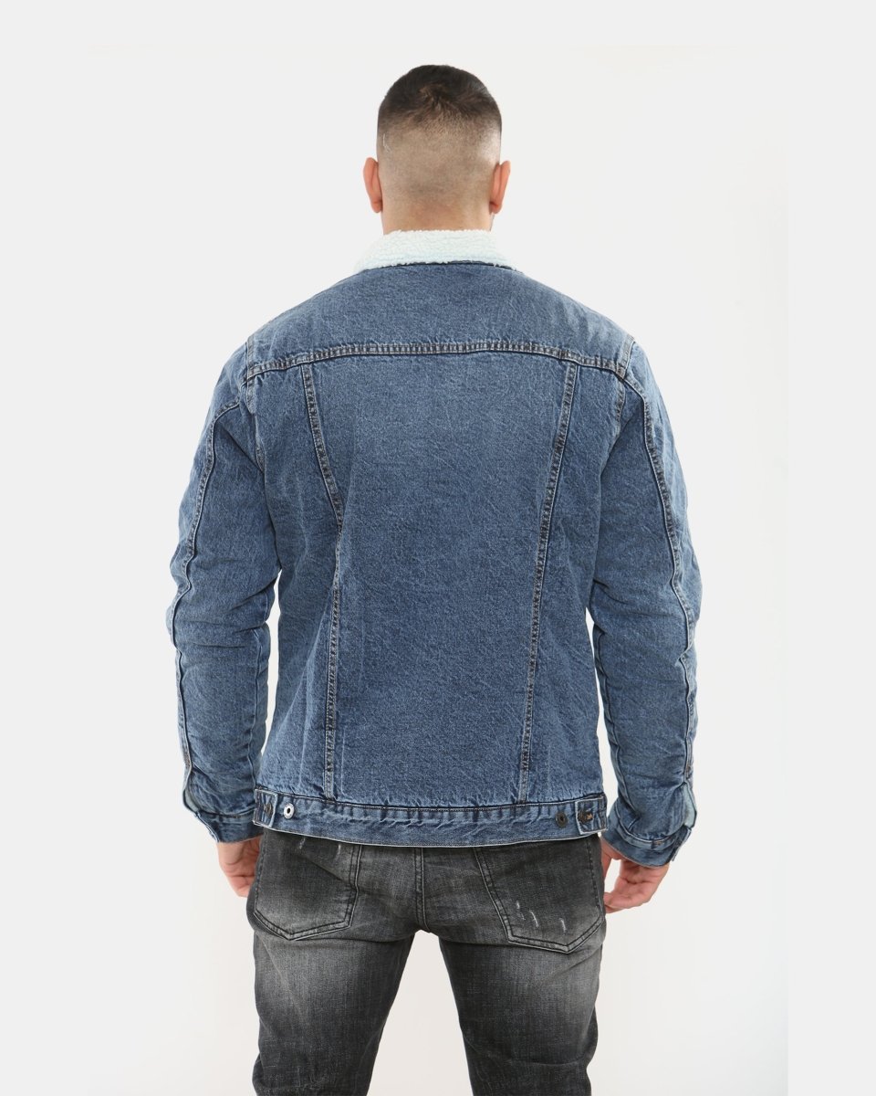 Light Blue Sherpa Lined Denim Jacket
