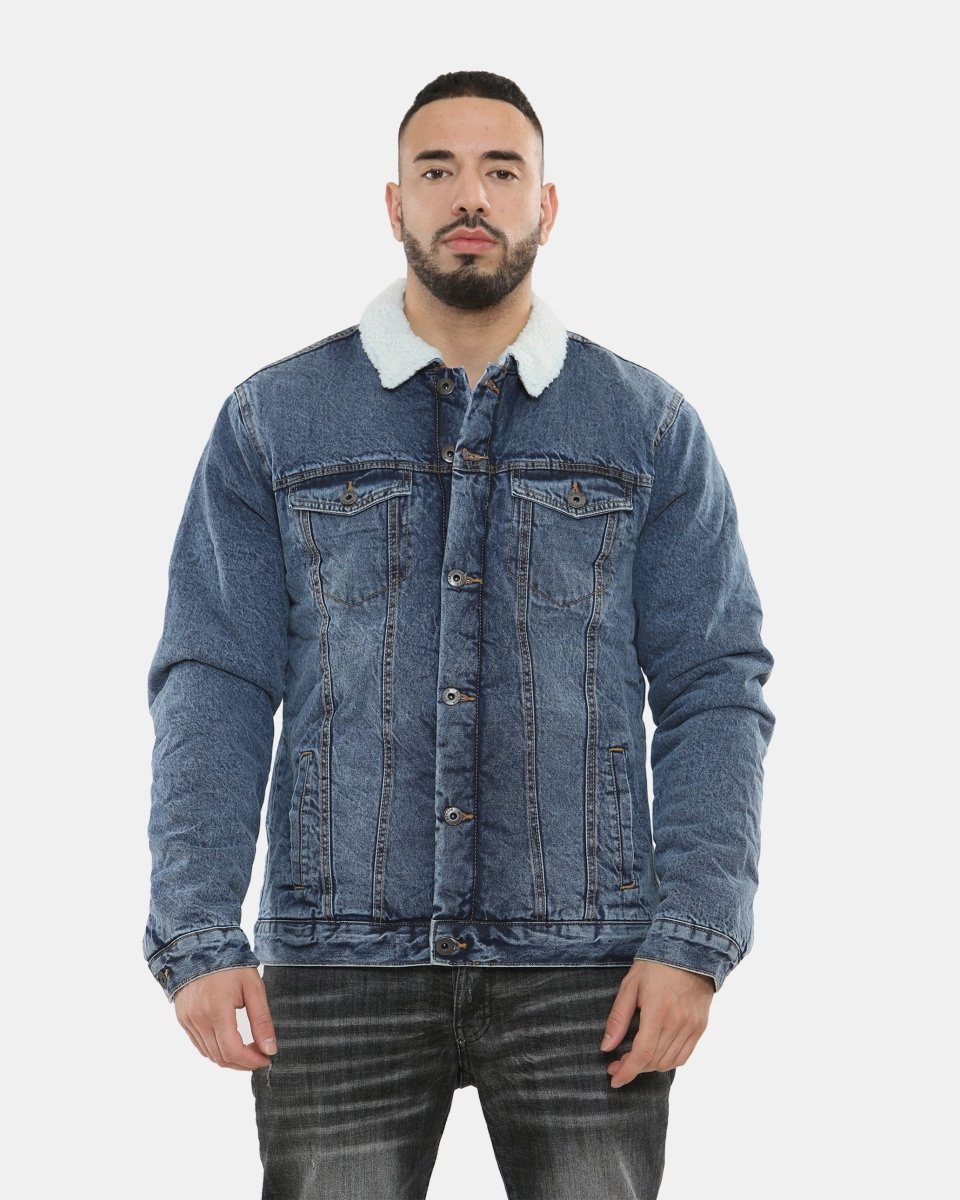 Light Blue Sherpa Lined Denim Jacket