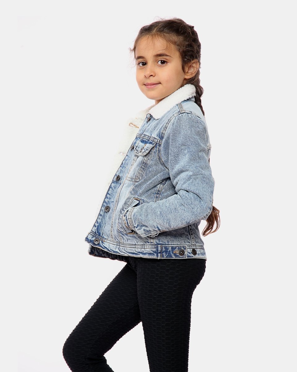 Light Blue Sherpa Lined Kids Jacket