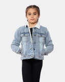 Light Blue Sherpa Lined Kids Jacket