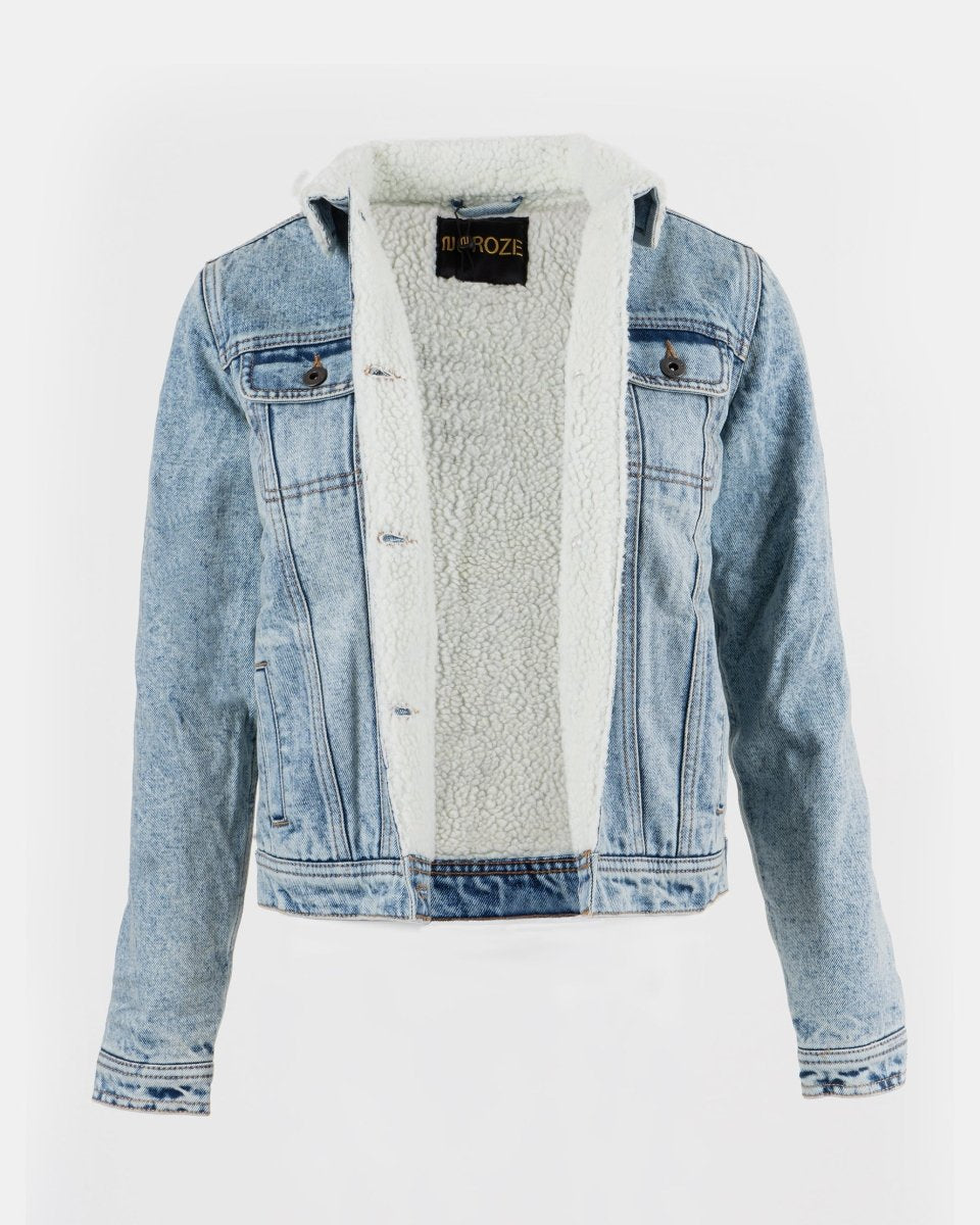Light Blue Sherpa Lined Kids Jacket