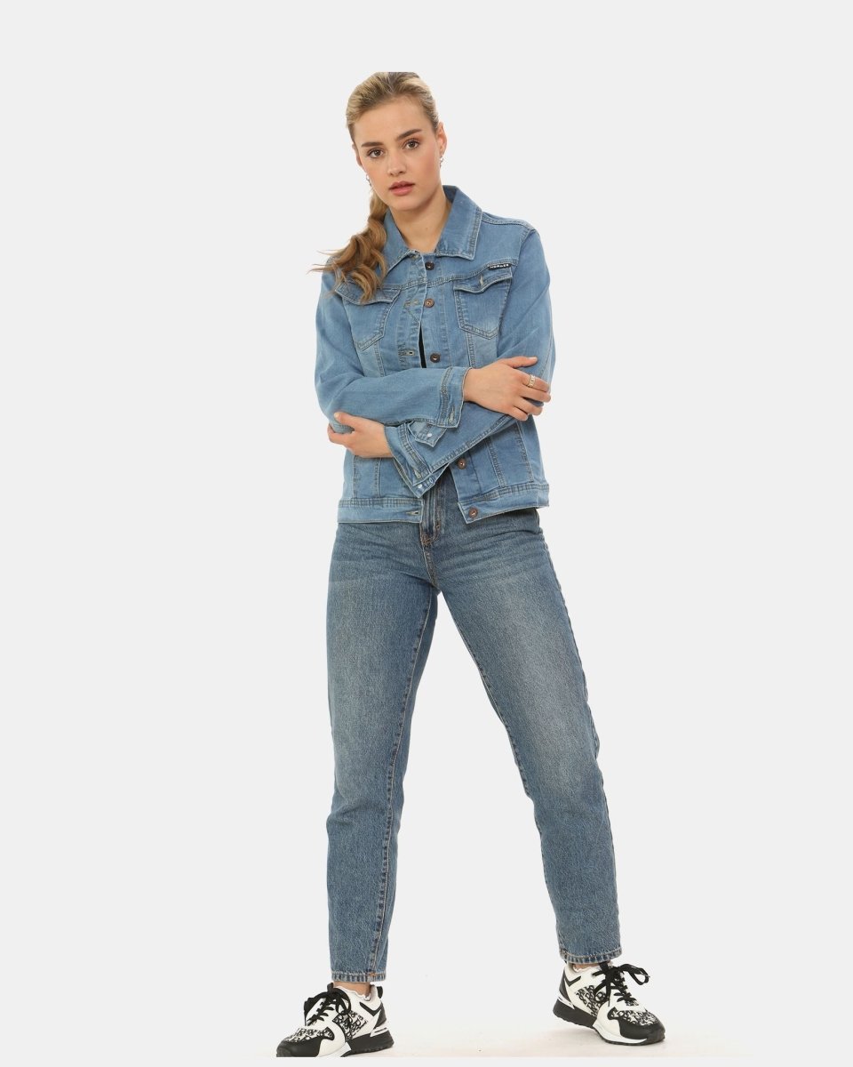 Light Blue Washed Detail Denim Jacket