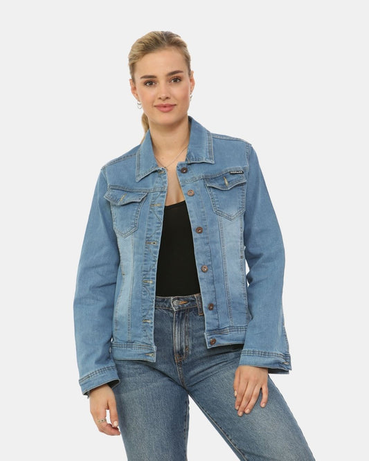 Light Blue Washed Detail Denim Jacket