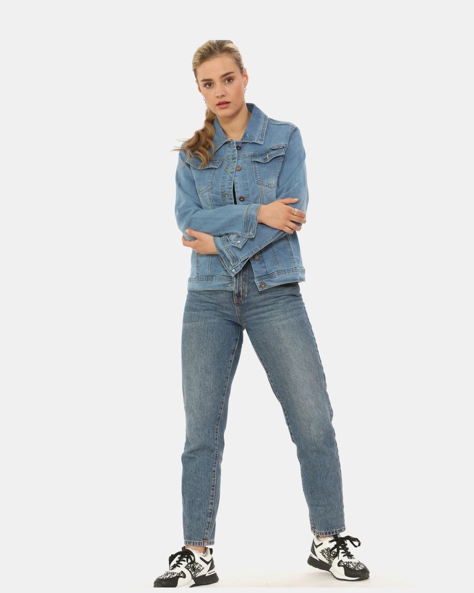 Light Blue Washed Detail Denim Jacket