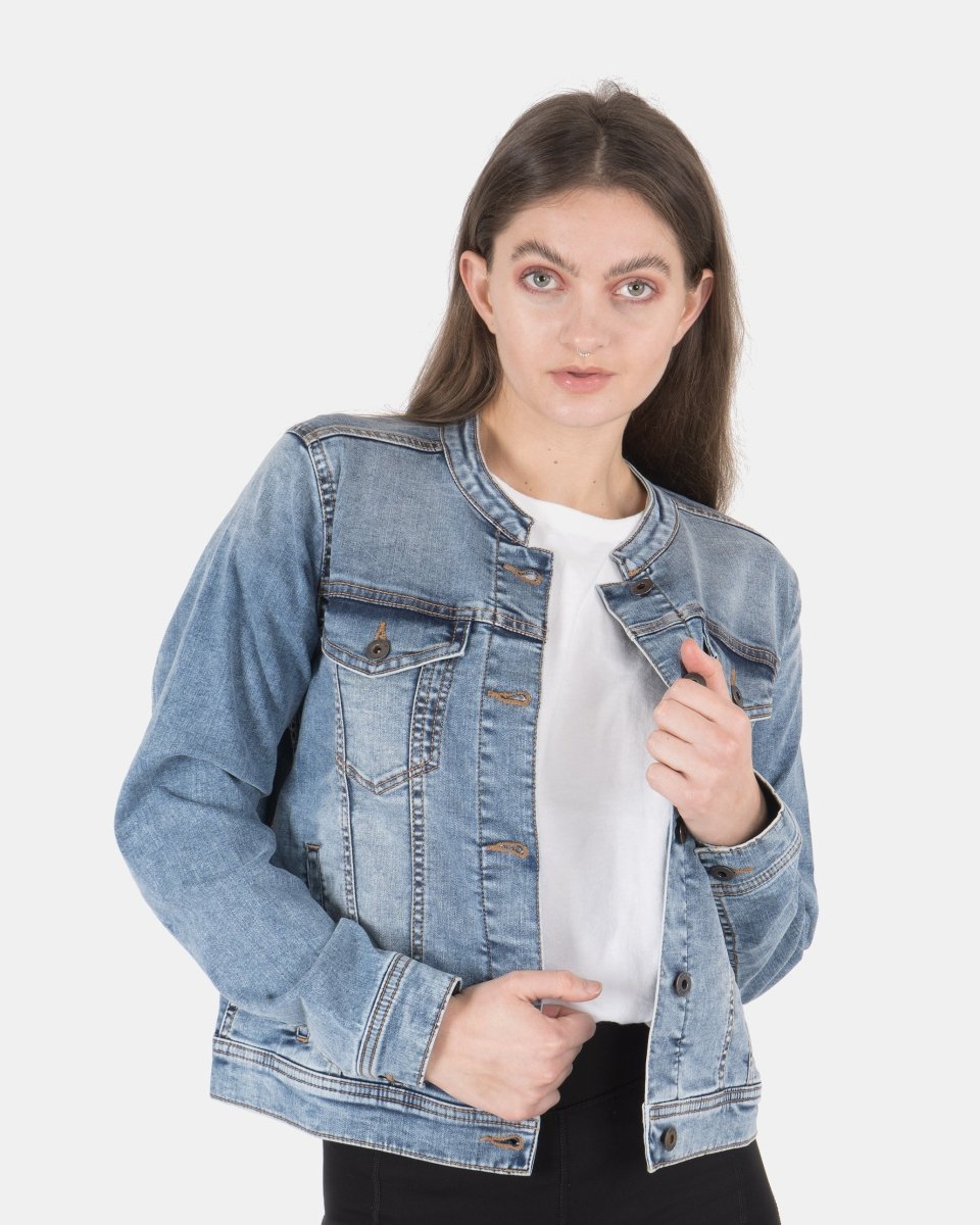 Light Blue Womens Casual Biker Jacket