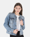 Light Blue Womens Casual Biker Jacket