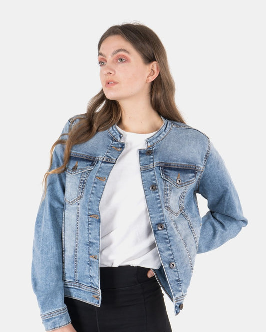 Light Blue Womens Casual Biker Jacket