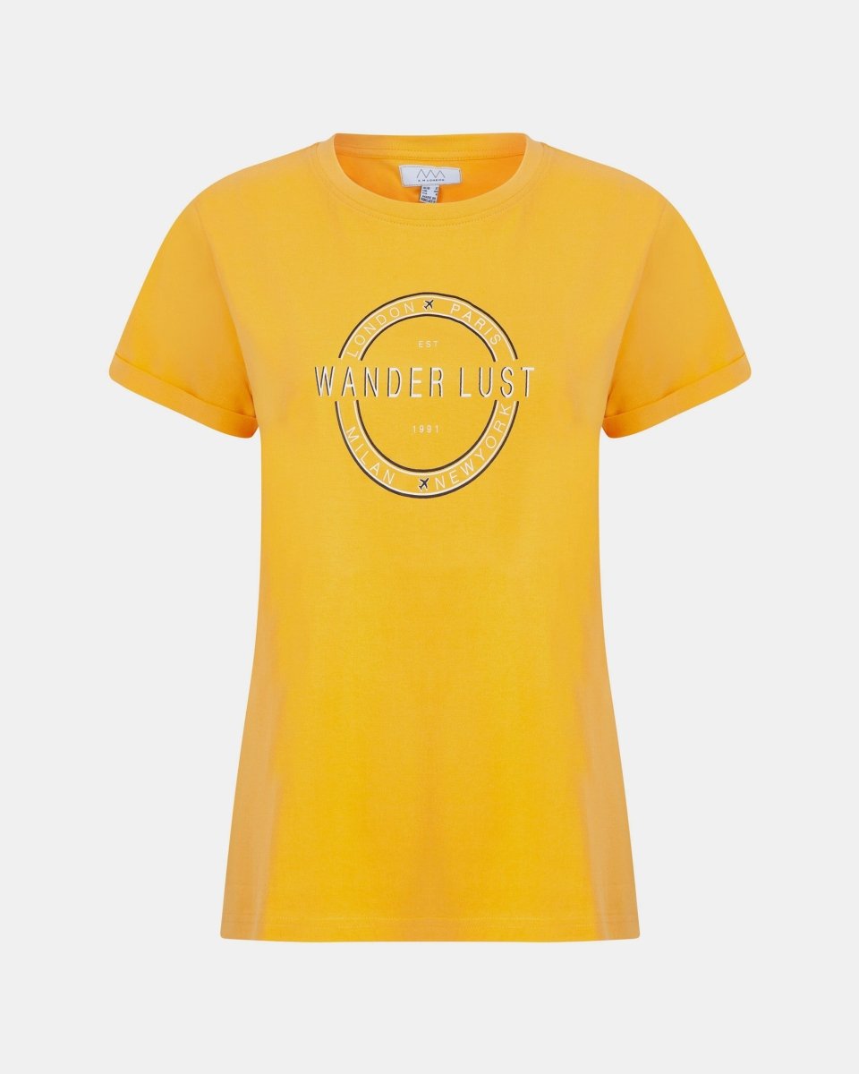 Light Mustard Womens Wanderlust Printed T-Shirt