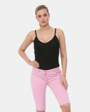 Light Pink Chino Capri Bengaline Shorts