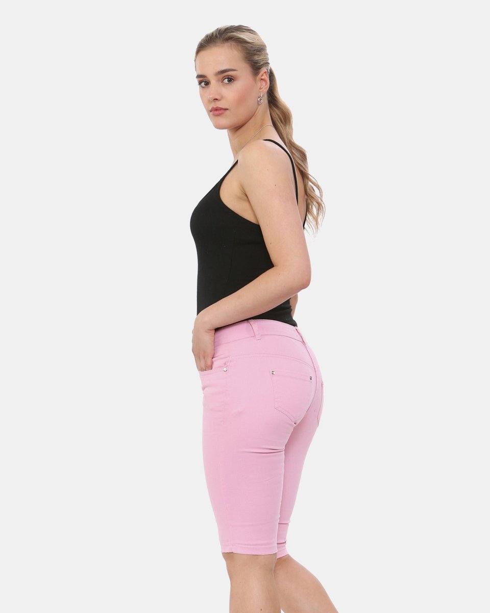 Light Pink Chino Capri Bengaline Shorts