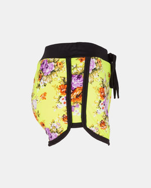 Lime Floral Print Casual Shorts